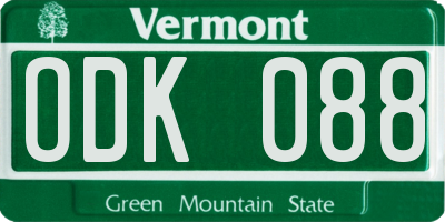 VT license plate ODK088