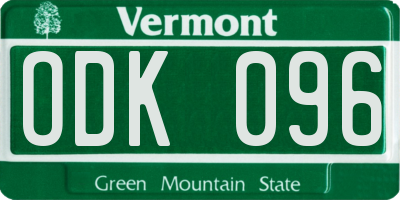 VT license plate ODK096