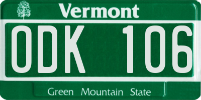 VT license plate ODK106
