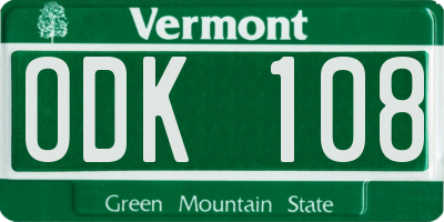 VT license plate ODK108