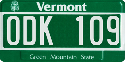 VT license plate ODK109