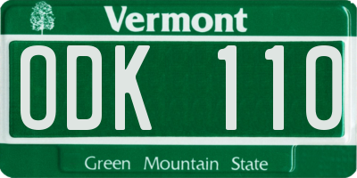 VT license plate ODK110