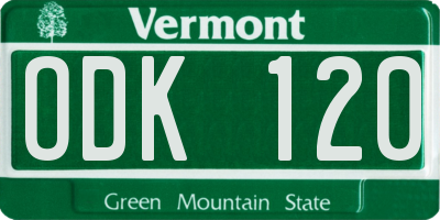 VT license plate ODK120