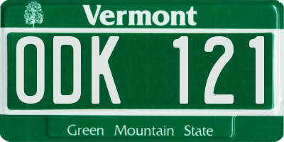 VT license plate ODK121