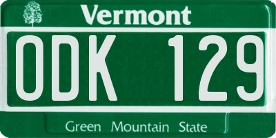 VT license plate ODK129