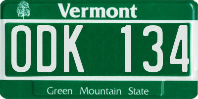VT license plate ODK134