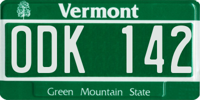 VT license plate ODK142