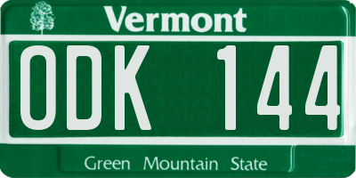 VT license plate ODK144