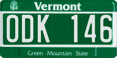 VT license plate ODK146
