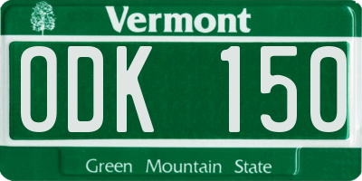 VT license plate ODK150