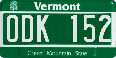 VT license plate ODK152