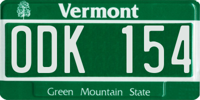 VT license plate ODK154