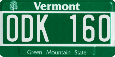 VT license plate ODK160