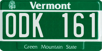 VT license plate ODK161