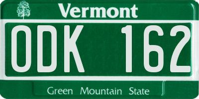 VT license plate ODK162