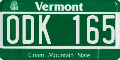 VT license plate ODK165