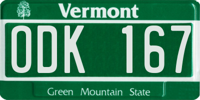 VT license plate ODK167