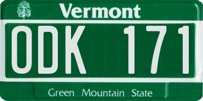VT license plate ODK171