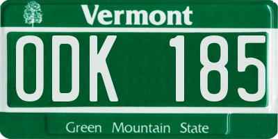 VT license plate ODK185