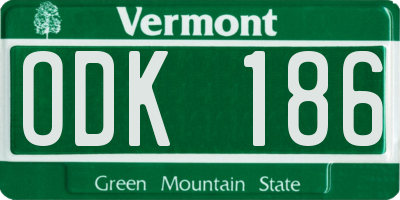 VT license plate ODK186