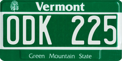 VT license plate ODK225