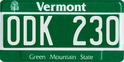 VT license plate ODK230