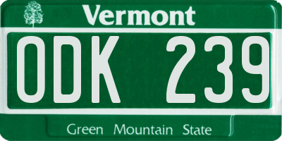 VT license plate ODK239