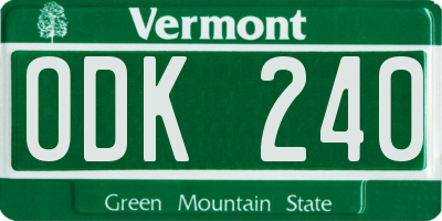 VT license plate ODK240