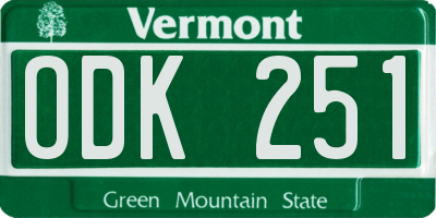 VT license plate ODK251