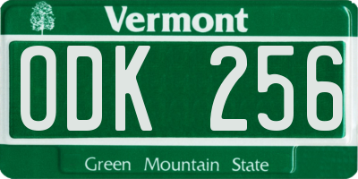 VT license plate ODK256
