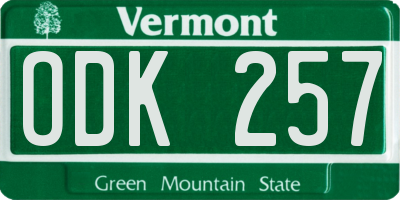 VT license plate ODK257