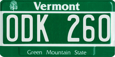 VT license plate ODK260