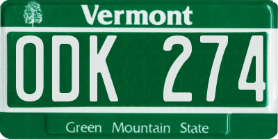 VT license plate ODK274