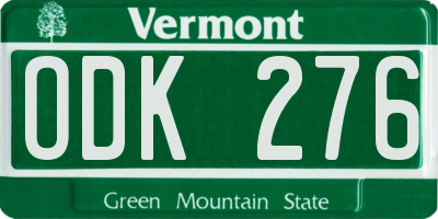 VT license plate ODK276
