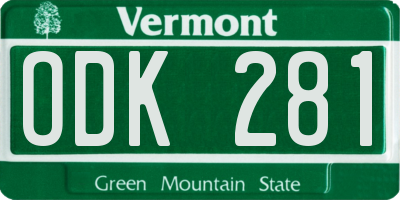 VT license plate ODK281