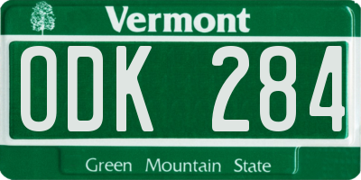 VT license plate ODK284