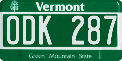 VT license plate ODK287