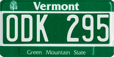 VT license plate ODK295