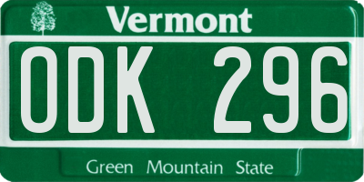 VT license plate ODK296