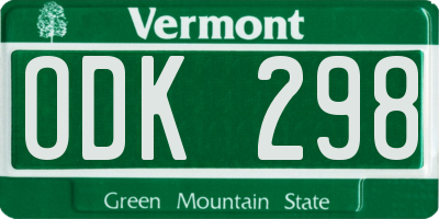 VT license plate ODK298