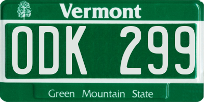 VT license plate ODK299