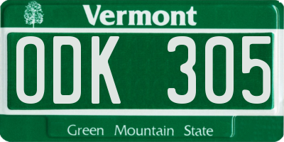 VT license plate ODK305