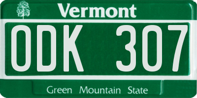 VT license plate ODK307