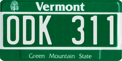 VT license plate ODK311