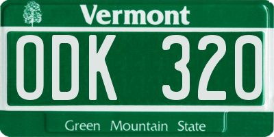 VT license plate ODK320