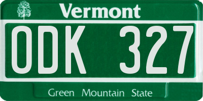 VT license plate ODK327