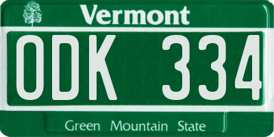 VT license plate ODK334