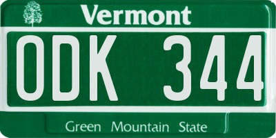 VT license plate ODK344