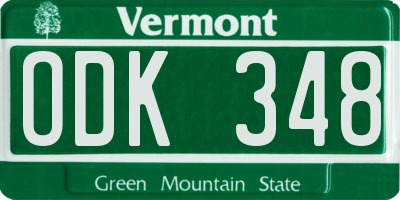 VT license plate ODK348