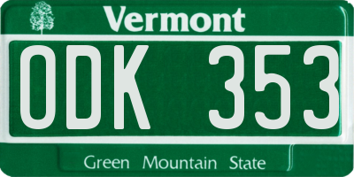 VT license plate ODK353